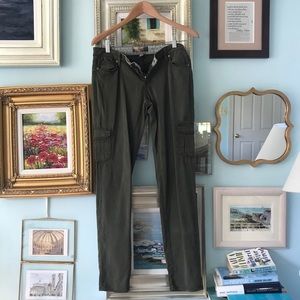 Paige olive green skinny fitted cargo pants